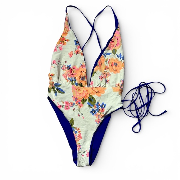 Maaji Other - Maaji Safari Reversible One Piece Swimsuit Floral Criss Cross Back Tie Side